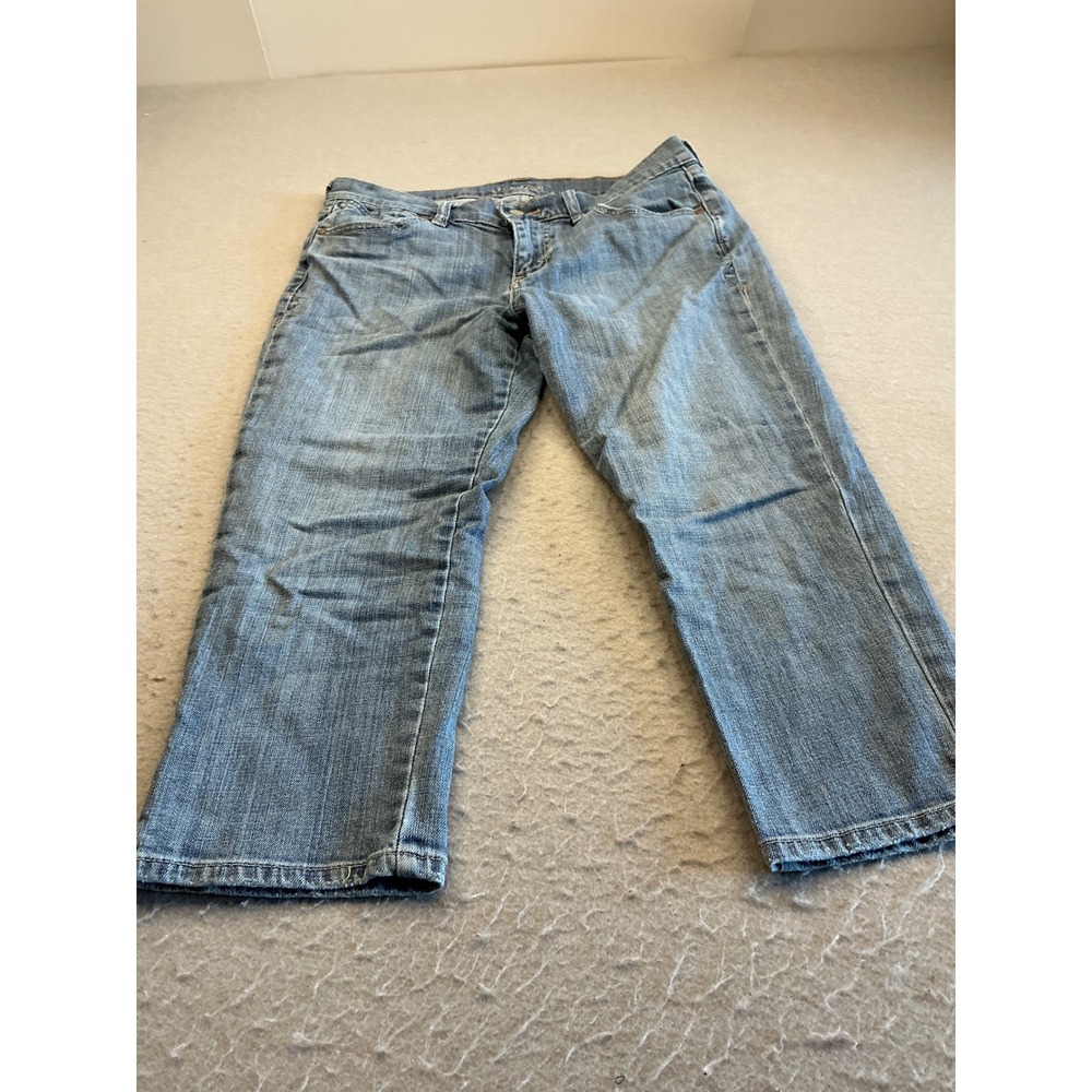 Old Navy Y2K Cropped Jeans Flap Back Pockets Blue Denim Women Casual 8 Mid Rise